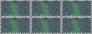 Raster illüstrasyonu. Tekstil, duvar kâğıtları, web sayfası arkaplanları ve yüzey dokuları için mükemmel. Mavi renklerdeki renkli kelebeklerin kusursuz arka planı.