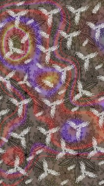 Arkaplan dokusu, duvar kağıdı, kahverengi renkli çiçek teması. Kabile sanatı boho baskısı, klasik çiçek arkaplanı. Soyut etnik raster çizim kalıbı.