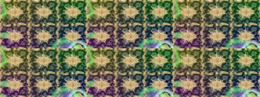 Altın elementlerle yeşil renklerde altın desen. Süslü raster dekorasyonu. Barok biçiminde duvar kağıdı tasarımı için şablon çizimi arkaplanı.