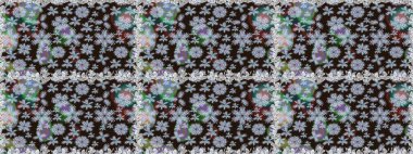 Raster illüstrasyonunda kusursuz çiçek deseni. Kahverengi renkte çiçekler.