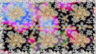 Oriental raster klasik gri ve altın desenli. Raster illüstrasyonu. Kusursuz soyut arkaplan.