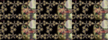 Güzel kumaş deseni. Raster illüstrasyonundaki çiçek desenli çizim. Raster illüstrasyonu. Siyah renklerde.