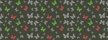 Raster illüstrasyonu. Yeşil renkli tropik kelebek çizimi. Çiz, çiz, çiz. Kelebek görüntüsü. Basit bir şekilde.