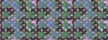 Nazik, narin çiçek arkaplanı. Çiçekli karalama şeklinde Raster çiçek deseni. Yeşil renkte çiçekler.