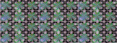 Raster illüstrasyonunda kusursuz çiçek deseni. Suluboya tarzında yeşil renkte çiçekler.