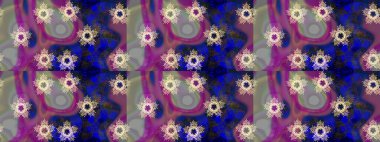 Raster illüstrasyonunda kusursuz çiçek deseni. Mor renkte çiçekler.