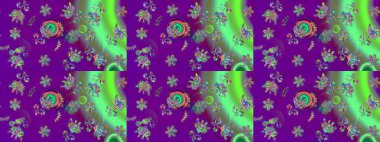 Mor renkli parlak çiçekli halı deseni..