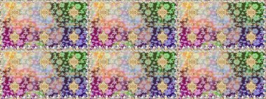 Barok tarzında duvar kağıdı tasarımı için kusursuz damaske deseni arkaplanı. Süslü raster dekorasyonu. Altın elementlerle nötr renklerde altın desen.