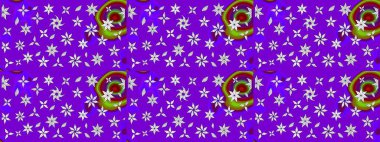 Renkli desenli, gri çiçekli ve dekoratif elementli kusursuz desen. Raster illüstrasyonu. Eski usul. Kumaş, tekstil, duvar kağıdı baskısı için. Kusursuz arkaplan.