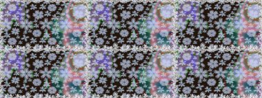 Moda arka planında parlak buketler. Sevimli, pürüzsüz desenli, küçük çiçekli, klasik tarzda. Kumaş, duvar kağıdı ve kağıt üzerine baskı yapmak için gelişen arka plan. Raster illüstrasyonu.