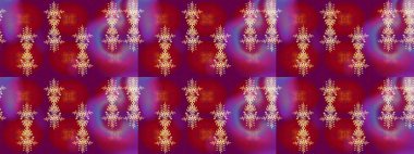 Kar tanelerinin soyut arkaplanlı Noel şablonu. Mor, kırmızı ve mor renkler. Raster illüstrasyonu. Noel ve Yeni Yıl moda baskıları için tatil tasarımı.