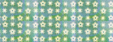 Raster illüstrasyonu. Yeşil renkli Asya tekstili. Çiçek desenini çiz.