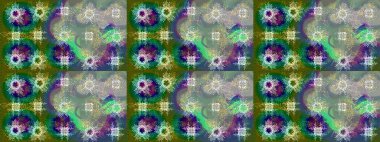 Çiçek Elementleri 'nin soyut geçmişi. Raster kış deseni. Yeşil, nötr ve mavi renkler üzerine tasarım. Raster illüstrasyonu.