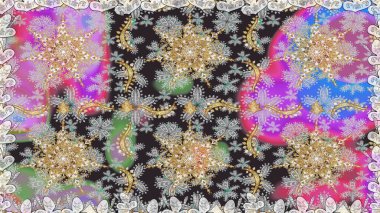 Noel, kar tanesi, yeni yıl 2019. Gri renklerde, altın elementlerle kusursuz klasik desen.