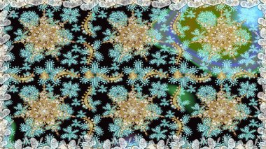 Kusursuz klasik raster altın desenli. Raster illüstrasyonu. Geleneksel oryantasyon süsü. Tarafsız renklerde, altın elementlerle kusursuz desen. Klasik vintage arkaplan.