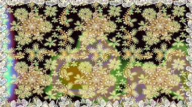 Şık bir grafik desen. Duvar kâğıdı barok, İspanyol kumaşı. Çiçek deseni. Bej renklerde altın elementler. Kusursuz raster arkaplanı.