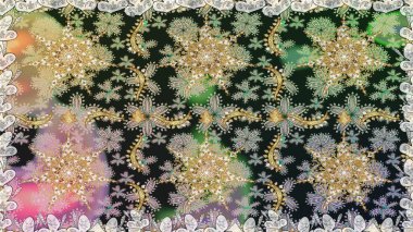 Barok tarzında kusursuz bir doğulu süsü. Geleneksel klasik raster altın pürüzsüz desen. Gri renklerdeki altın elementler.