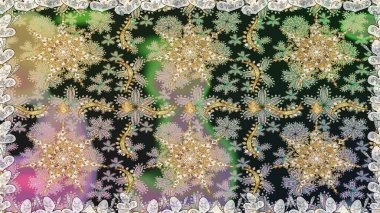 Kusursuz kıvırcık saçlar. Raster altın desen. Doğulu stil, altın elementlerle birlikte gri renklerde altın desenli arabesk yapar..