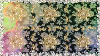 Gri renkler ve altın elementler üzerinde altın pürüzsüz desen. Noel, kar tanesi, yeni yıl. Gri renklerde, altın elementlerle kusursuz klasik desen.