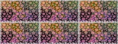 Çiçekli yaz çiçekleri. Küçük renkli çiçekler. Motley illüstrasyonu. Küçük çiçekte güzel bir desen. Moda baskıları için zarif bir şablon. Kusursuz..