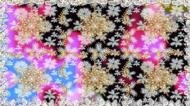 Çiçek süsü kumaş deseni, cam, çiçek desenli altın elementli, nötr renklerde metal. Klasik raster altın pürüzsüz desen.