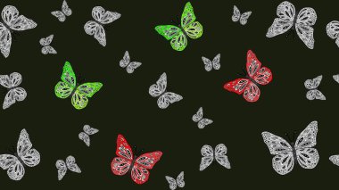 Kelebek desenli güzel çizim tasarımı. Gri renkli resimler.