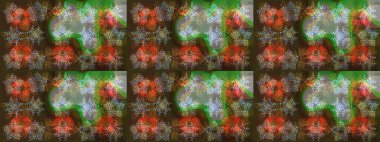 Renkli arka planda izole tatlı kar taneleri. Kahverengi, yeşil ve gri renkli kar taneleri. Raster illüstrasyonu. Kar tanesi raster deseni.