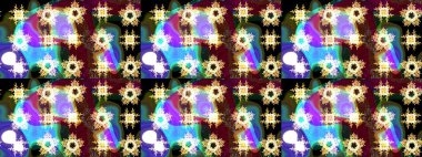 Yuvarlak raster kar tanesi. Renkli arka planda izole tatlı kar taneleri. Soyut kış kahverengi ve mavi süslemeleri. Güzel kar tanesi. Raster illüstrasyonu.