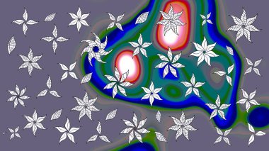 Tarafsız renklerde çiçekler. Kumaş desenli papatya çiçekleri ayrıntıları.