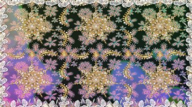 Kart, duvar kağıdı, ambalaj ve tekstil için klasik tasarım. Klasik çiçek dokusu. Kusursuz desenli altın elementler. Raster illüstrasyonu. Gri renkli Royal retro. Altın şablon.