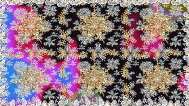 Raster altın desen. Doğulu stil, altın elementli gri renkli altın desenli arabesk yapar. Kusursuz kıvırcık saçlar..