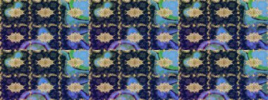 Oriental raster klasik mavi ve altın desenli. Raster illüstrasyonu. Soyut arkaplan çizimi.