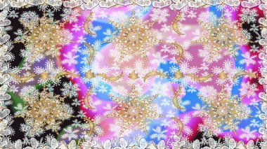 Tarafsız renklerdeki altın desenler ve altın elementler. Lüks, kraliyet ve Viktorya dönemi konsepti. Raster klasik barok çiçeksiz altın desenli. Süsleme.