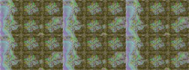 Yeşil renkli çiçekler. Raster illüstrasyonunda kusursuz çiçek deseni.