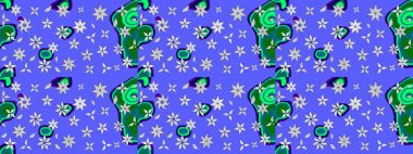 Mavi renkte etnik çiçeklerle süslenmiş zarif bir eskiz. Raster Çiçek İllüstrasyon Şirin Tekstil.