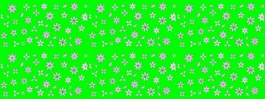 Yeşil yeşile. Retro tekstil tasarım koleksiyonu. Çiçekli ipek eşarp. El çizimi çiçek unsurları olan soyut çizim raster deseni. 1950 'ler-1960' lar motifleri.