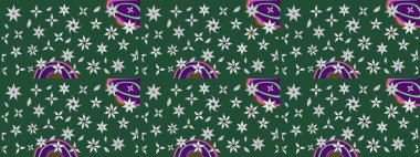 Raster illüstrasyonu. Güzel kumaş deseni. Yeşil renklerde. Raster illüstrasyonunda çiçek deseni çizimi.