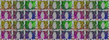 Yeşil renklere karalamalar çizen kusursuz çiçek deseni. Raster illüstrasyonu.