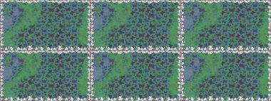 Moda Kumaşı Tasarımı. Soyut, pürüzsüz bir arkaplan. Mavi ve yeşil renkler üzerine illüstrasyon. Raster. Kelebek deseni.