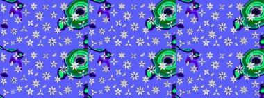 Raster illüstrasyonu. Mavi renkli çiçekler. Çizim çiçek deseni duvar kağıdı için kullanılabilir.