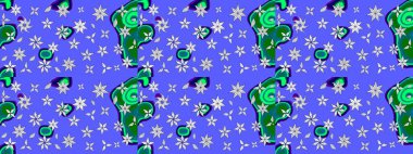 Mavi renkte etnik çiçeklerle süslenmiş zarif bir eskiz. Raster Çiçek İllüstrasyon Şirin Tekstil.