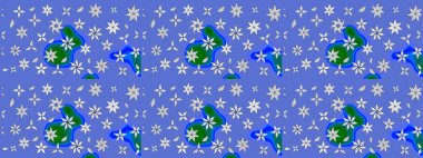 Mavi renkli çiçekler. Elle boyanmış suluboya resim çizimi çiçekler ve bitkiler.