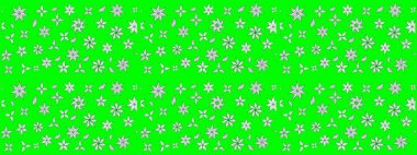 Yeşil yeşile. Retro tekstil tasarım koleksiyonu. Çiçekli ipek eşarp. El çizimi çiçek unsurları olan soyut çizim raster deseni. 1950 'ler-1960' lar motifleri.