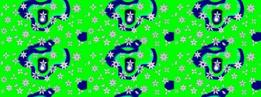 Renkli çizim kalıbı. Raster illüstrasyonu. Çiçek duvar kâğıdı. Yeşil renkli şirin tekstil. Çiçek arka planı.