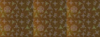 Raster illüstrasyonundaki çiçek desenli çizim. Düz Çiçek Elementleri Tasarımı. Renkli Bahar Teması eskiz kalıbı. Kahverengi, yeşil ve nötr renkte çiçekler.