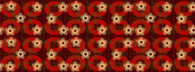 Basit bir kar tanesi. Kırmızı, kahverengi ve sarı renkler üzerine illüstrasyon. Soyut duvar kâğıdı, ambalaj dekorasyonu. Kışın sembolü, mutlu noeller, mutlu yeni yıl kutlaması Raster illüstrasyonu..