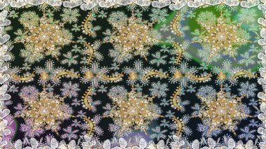 Geleneksel oryantasyon süsü. Kusursuz klasik raster altın desenli. Raster illüstrasyonu. Klasik klasik klasik arka plan. Gri renklerde, altın elementlerle kusursuz desen.