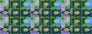 Klasik Raster Golden eskiz kalıbı. Klasik klasik klasik arka plan. Geleneksel oryantasyon süsü. Mavi renkler ve altın elementlerle çizim deseni.