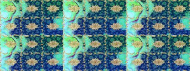 Barok tarzında altın çiçekli süs. Antika altın tekrarlanabilir duvar kağıdı. Damask çizimi tekrarlanıyor. Mavi renklerdeki altın element.