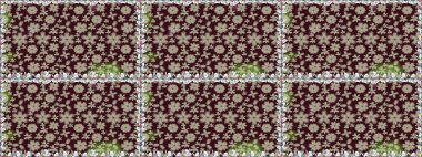 Kahverengi renklerde. Raster illüstrasyonu. Raster deseni. Küçük çiçekteki sevimli çiçek deseni. Soyut çiçek pürüzsüz desen arkaplanı.